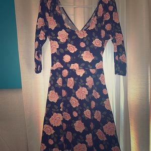 Black and pink floral dress